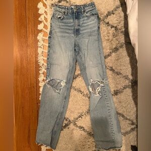 Zara high rise ripped jeans